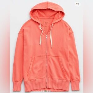 Aerie Down-to-Earth Full Zip Hoodie Saturn Peach size Small oversized